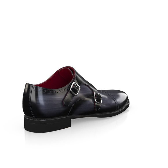 Bashwood Handmade Gray Leather Double Monk Shoes For Men main image 4